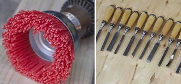 Ручные инструменты для браширования - стамеска и наждачка