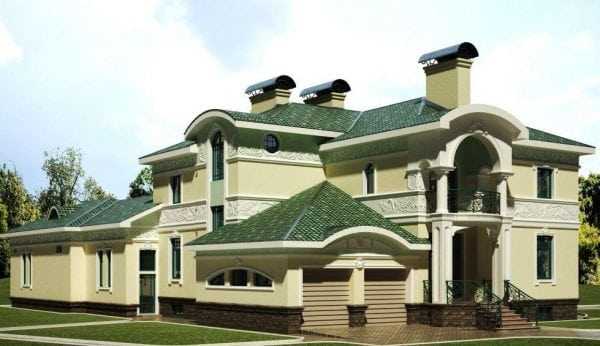 Дом с крышей зеленого цвета