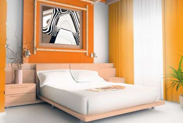 Дизайн спальни выполненной в оранжевых цветах