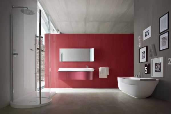 Красная ванная в стиле Модерн