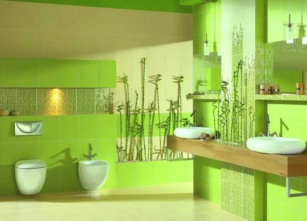 Оформление ванной комнаты в зеленых тонах
